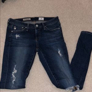AG jeans super skinny ankle w/ tears